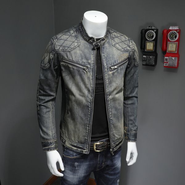 

осень новые джинсовые куртки мужские тонкий моды wash ретро casual джинсовая куртка man streetwear hip hop bomber мужской одежды, Black;brown