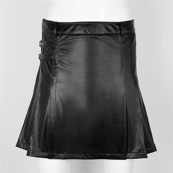 

msemis mens kilt men faux leather kilts for gay roleplay gladiator pleated split wrap style utility kilt for cosplay clubwear, White;black