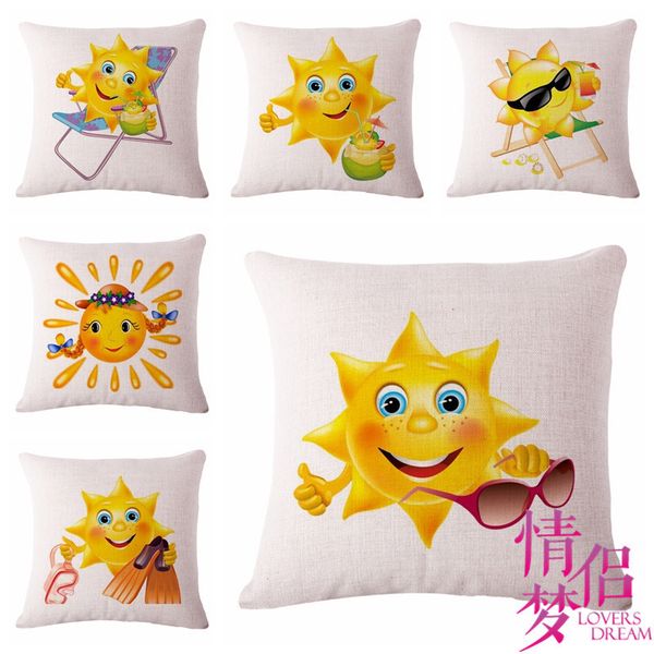 

the sun summer cotton flax pillow back cushion cushion can customized