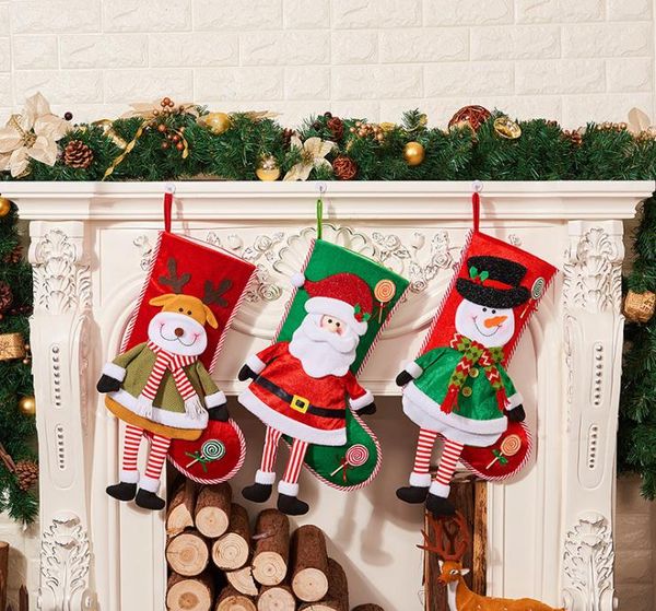 

2018 new style christmas wave board candy socks christmas tree decoration gift candy bag large socks