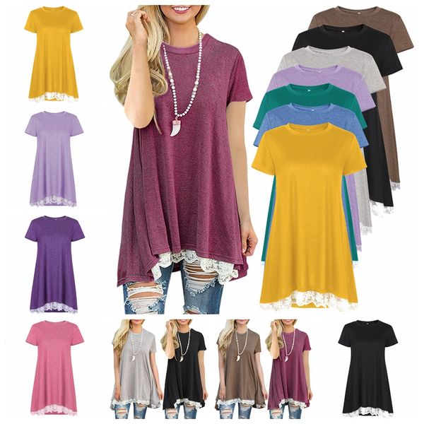 

2021 european solid color headband round neck short-sleeved ruffled casual t-shirt, black, green, purple, yellow, support mixed batch, White