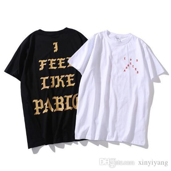 

европа американские летние kanye pablo письма печати хлопок футболки большой размер круглый воротник с короткими рукавами футболки, White;black