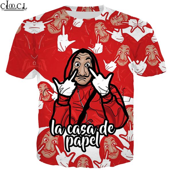 

2020 new casa sleeve de papel men t paper fashion printed money heist the 3d la short house shirt streetwear pccsh, Black