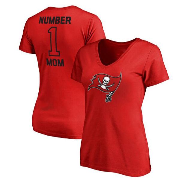 

Women's Tampa Bay Mothers Day Buccaneers Pro Line Royal #1 Mom V-Neck T-Shirt Gift For Mother Free Shipping