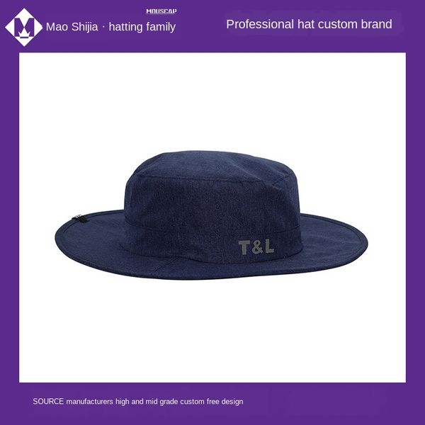 

shijia dongguan sun protection big edge sunshade bucket bucket basin hat flat embroidery fisherman hat, Blue;gray
