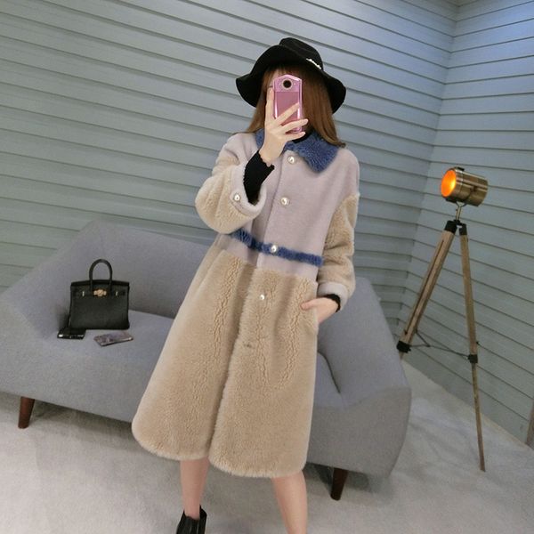

стрижка winter real овцы шуба корейский 200% шерсть куртка одежда женщин 2020 манто femme bgs90756 yy2025, Black