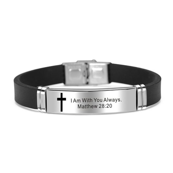 

cross bracelet christian religious bangle jesus scripture quote bible verse inspiring faith silicone bracelets men jewelry gift, Golden;silver