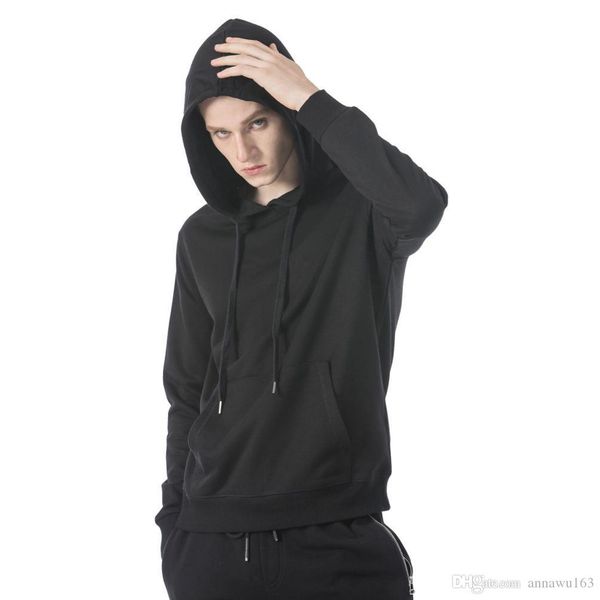 

new hoodies men long sleeves solid color pullover sweatshirts cotton active black hoodie wholesale