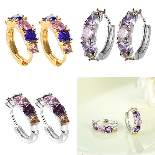 

ear clip exquisite zircon gold-plated luxury designer earings faux leather gold hoop earrings, Silver