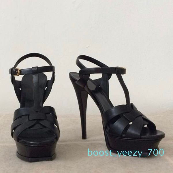 

women luxury designer sandals tribute platform sandals t-strap high heels sandals lady shoes party shoes 10cm 14cm with box b70, Black
