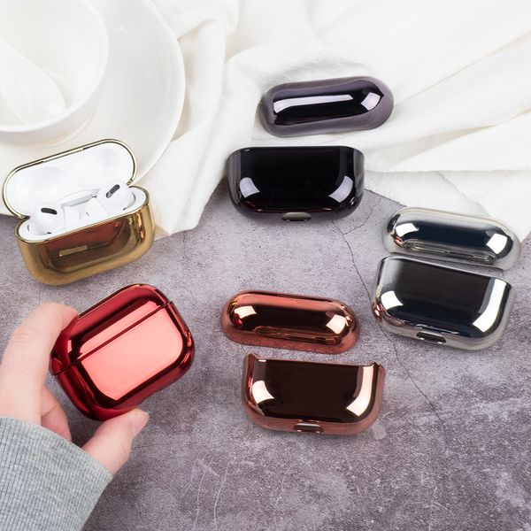 

electroplate pc case for airpods pro bluetooth earphone hard plating protective cover shell for airpods 3