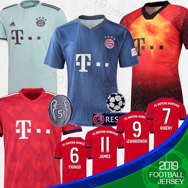 

New 2019 Bayern Munich JAMES RODRIGUEZ Soccer jersey 2018 2019 LEWANDOWSKI MULLER KIMMICH jersey 18 19 HUMMELS Football shirt