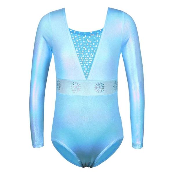 

baohulu shiny diamond gymnastics leotard printing sparkle dancing athletic long sleeve profession ballet leotard for girls, Black;red