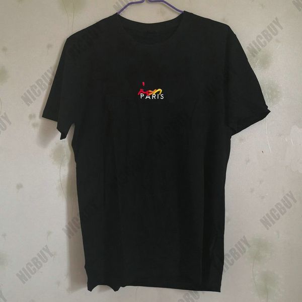

version fashion designer men brand summer clothing t-shirt rainbow 3d letter paris print tshirt casual cotton tee t shirt, White;black