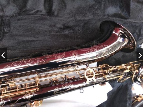 

Engraved logo eb baritone axophone black nickel gold e flat low a baritone ax with ca e mouthpiece glove reed trap