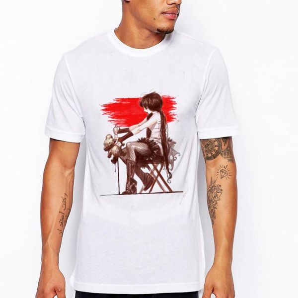 

selling summer women's samurai pattern printed crew neck men's t-shirt b99, White;black