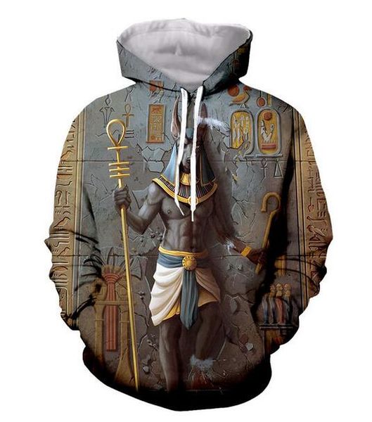

new fashion women / men ancient egyptian pharaoh casual 3d printed crewneck sweatshirts hoodies sportwear coat f0312, Black