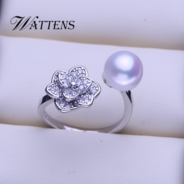 

natural pearl ring for woman bohemian zircon ring white black pearl wedding party accessories gift new promotion wholesale, Golden;silver