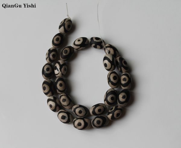 

wholesale 11x14mm 25pcs tibetan black agate 3-eye dzi beads beaded agate bead necklace for jewelry making diy bracelet material