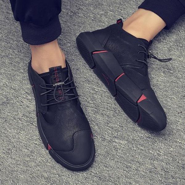 

men's korean version spring and summer breathable men's shoes trend casual shoes leather korean version men's shoes a hair su, Black