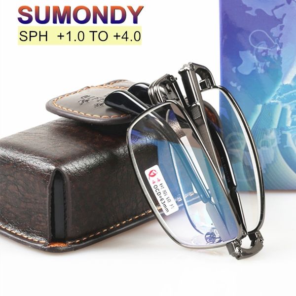 

sumondy high end foldable reading glasses dioptre +1.0 to +4.0 women men alloy frame folding spectacles for presbyopia r116
