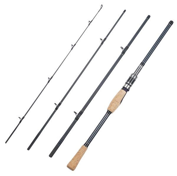 

new 4 sections fishing rod m power carbon fiber portable spinning fishing rod medium pole de pesca tackle