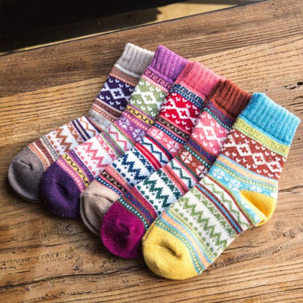 

Lovely Cute Cartoon Print Women 1 Pair Socks Wool Cashmere Warm Soft Thick Casual Multicolor Winter Warm Socks 5 Style