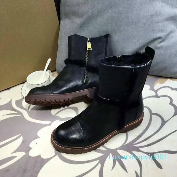 

good new arrival 2019 winter women boots warm and comfortable winter shoes genuine leather shoes perfect quality089, Black