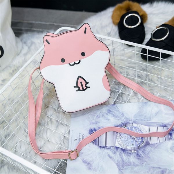 

new female cartoon shoulder messenger bag hamster mobile phone emoticon package small fresh mini student handbag crossbody bags