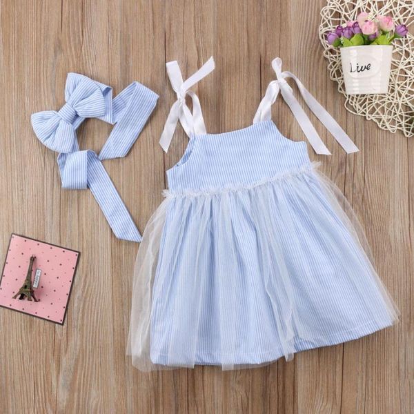 

cute lovely toddler pretty baby girls dress fille jolie sleeveless striped lace tulle sundress bandage outfit summer dresses, Red;yellow
