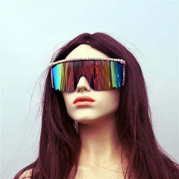 

fashion 2020 new rhinestone sunglasses for women diamond sun glasses black square frame big fml, White;black