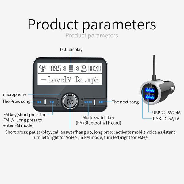 

car mp3 players 2.4" lcd display bc31 bluetooth fm transmitter handswireless bluetooth auto charger