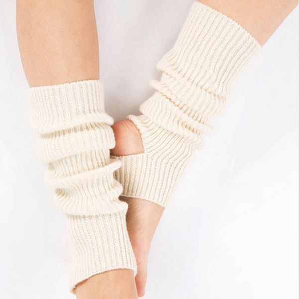 

woman yoga socks gym fitness dancing female daily wear exercising keep warm latin dance long section knitting walking, Black