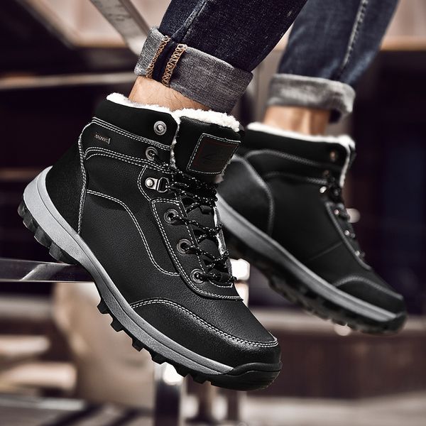 

autumn winter genuine leather men boots boot lace up keep warm ankle comfortable running men plus size 47 sneakers zapatos
