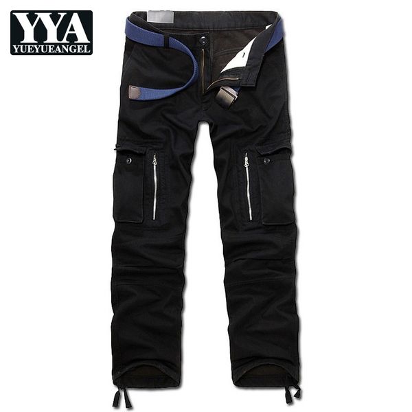 

2018 new winter mens cargo pants korean casual straight pants male loose fit pocket plus size 28-40 black khaki army green