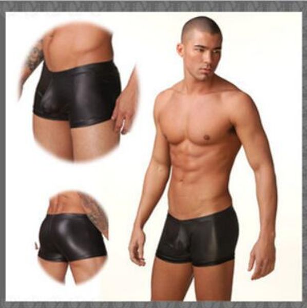 Wholesale-OP-n2n Leder Unterwäsche Männer Boxer kurze Unterhose Männer Unterwäsche Rumpf Penis Pouch Calzoncillos S M L
