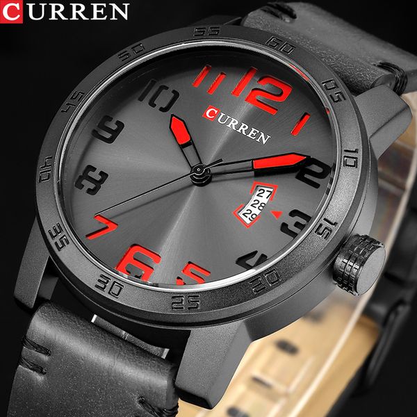 

new luxury brand curren men sport watches men's quartz clock man army military leather wrist watch relogio masculino, Slivery;brown