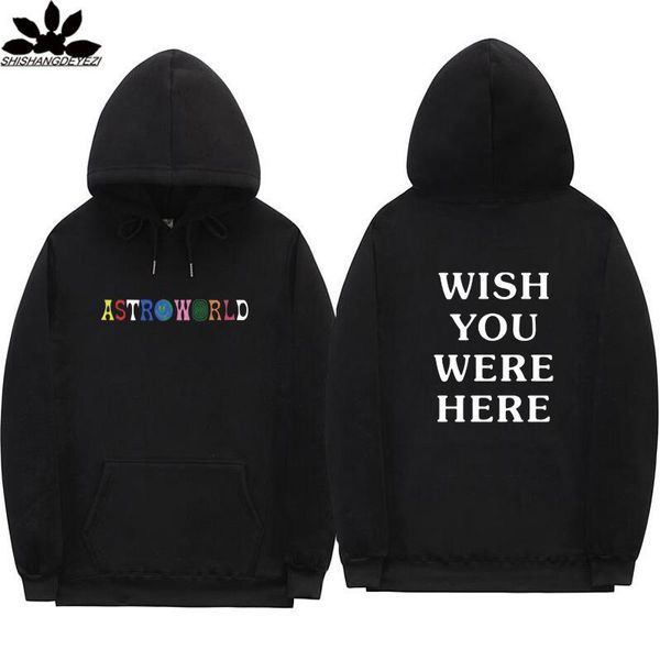 

трэвис скотт astroworld hoodies моды письмо печати толстовка стрит мужчина и женщина пуловер толстовка, Black