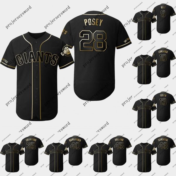 

San Francisco Crawford 2019 Golden Edition Jersey Evan Longoria Belt Joe Panik Will Smith Jeff Samardzija Johnny Cueto Baseball Jerseys