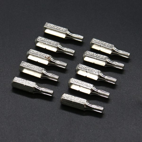 

10pcs torx 1/4 inch 6.35mm hex shank electroplating screwdriver bit set chrome vanadium steel 25mm lenght t15 t20 t25 bits