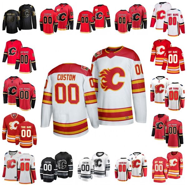 

custom calgary flames 19 matthew tkachuk johnny gaudreau travis hamonic mark giordano elias lindholm jon gillies michael frolik hockey jerse, Black;red