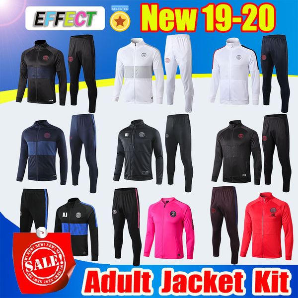 

2019 2020 psg soccer jacket survetement training suit 19 20 tracksuit sportwear paris kids jacket windbreaker zipper mbappe jogging sets, Black