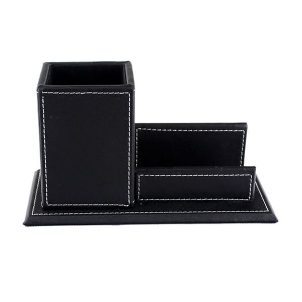 

new pu leather pen pencil stand marker storage box organizer case & business card display stand pen holders office supplies
