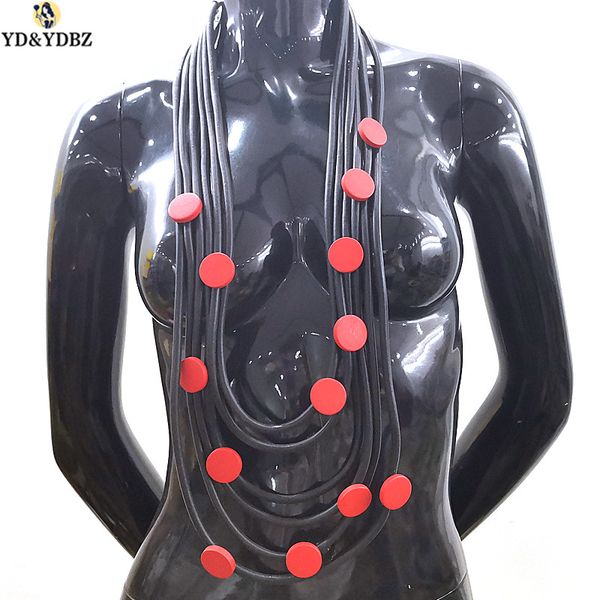 

yd&ydbz red wood rubber rope collar pendant necklace for ladies jewelry gift 6 chains black rope punk bohemia style women choker, Silver
