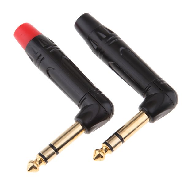 

2x 90 degree 6.5mm 1/4\" 3pole audio male solder plug