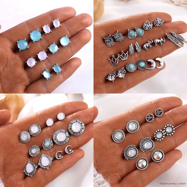 

New Earrings Bohemian Suit Ethnic Style Retro Geometry Set Earrings Party Earrings Ladies Gift