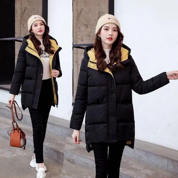 

big sale casual женщины зимняя куртка пальто зимы женщины длинные вниз parka леди с капюшоном ветровки теплый хлопок куртки тонкий, Black;white