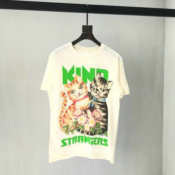 

fashion summer designer brand mens clothing europe t-shirt cream strangers cat letter print tshirt tee cotton casual women t shirt, White;black