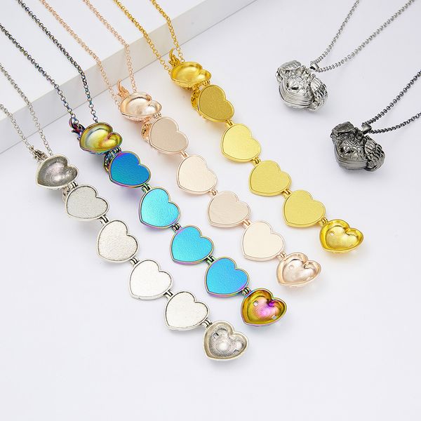 

multi-layer p box diy pendant necklace new love angel wings open creative gift couple necklace simple temperament female, Silver