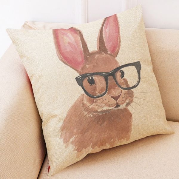 

pillowcases cute cartoon linen home decorative flower letter animal print throw cover square 45cmx45cm pillow case